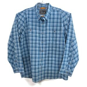 Orvis Shirt Mens 2XL Blue Plaid Long Sleeve Button Front Active Fit Outdoor